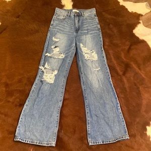 High Waist Distressed Vibrant Jeans Distressed Baggy Jeans Ripped High Waist 27